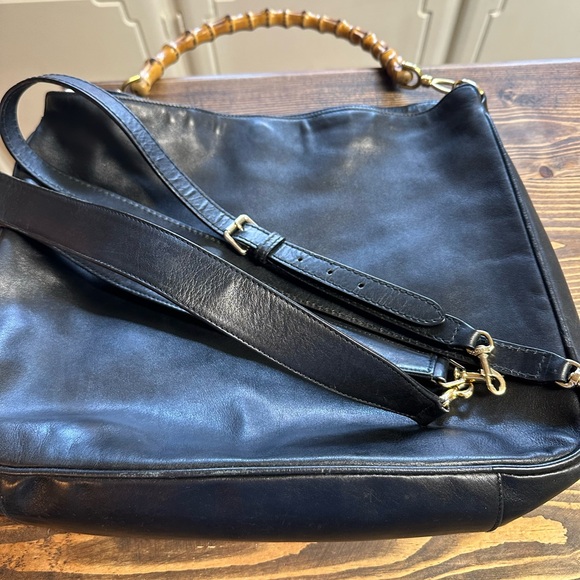 Gucci Bamboo handbag leather black 2way - Picture 3 of 8
